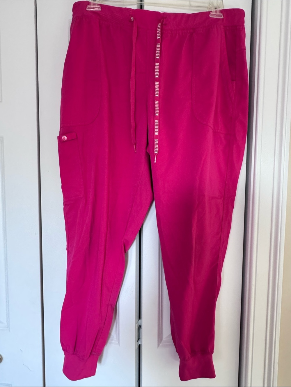 Bright Fuchsia Drawstring Jogger Scrub Pants